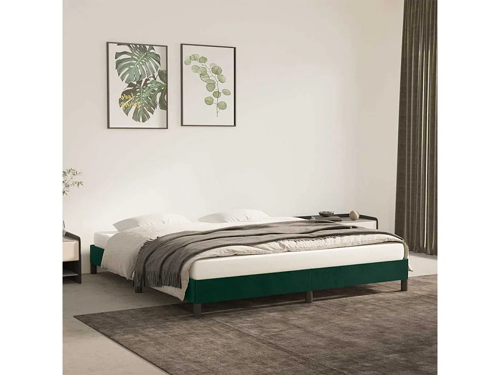 Cadre de lit sans matelas vert foncé 180x200 cm velours