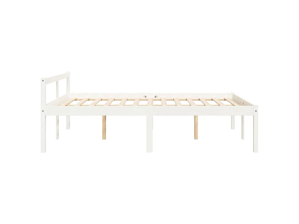 Seniorenbett Weiß 135x190 cm Massivholz Kiefer