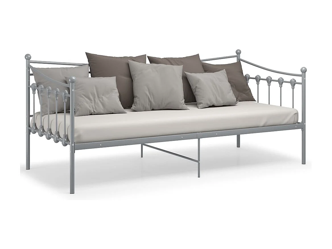 Cadre de canapé-lit sans matelas gris métal 90x200 cm