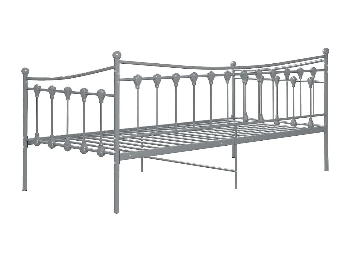 Cadre de canapé-lit sans matelas gris métal 90x200 cm