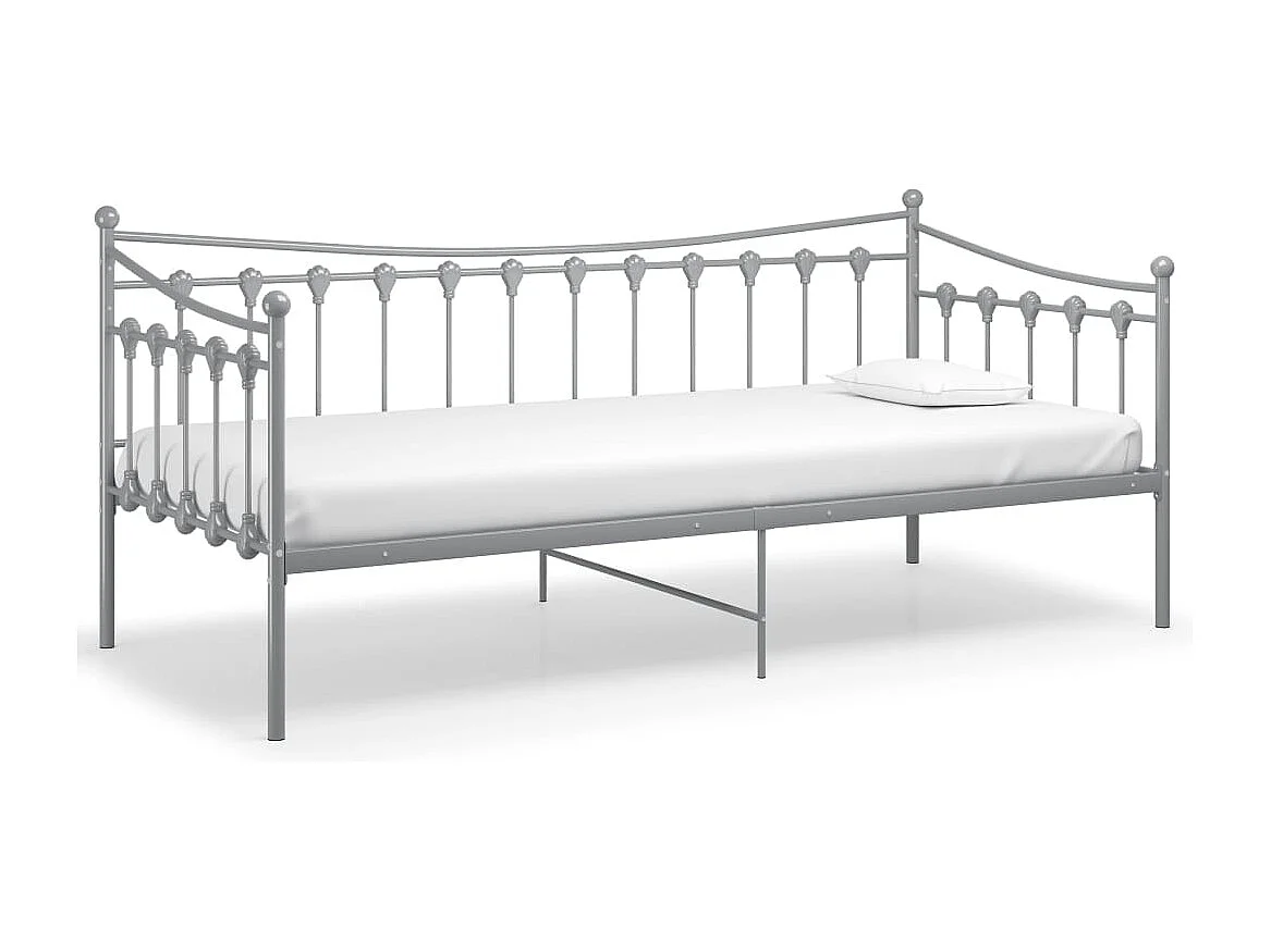 Schlafsofa Bettgestell Grau Metall 90x200 cm