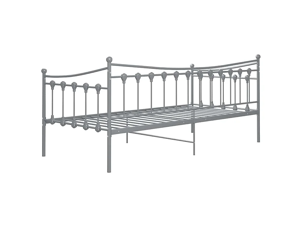 Cadre de canapé-lit sans matelas gris métal 90x200 cm