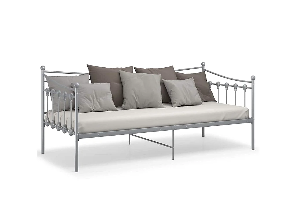Schlafsofa Bettgestell Grau Metall 90x200 cm