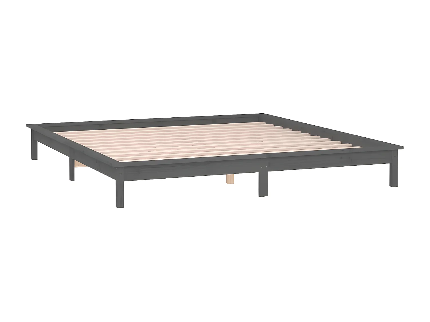 Bedframe LED massief hout grijs 140x190 cm