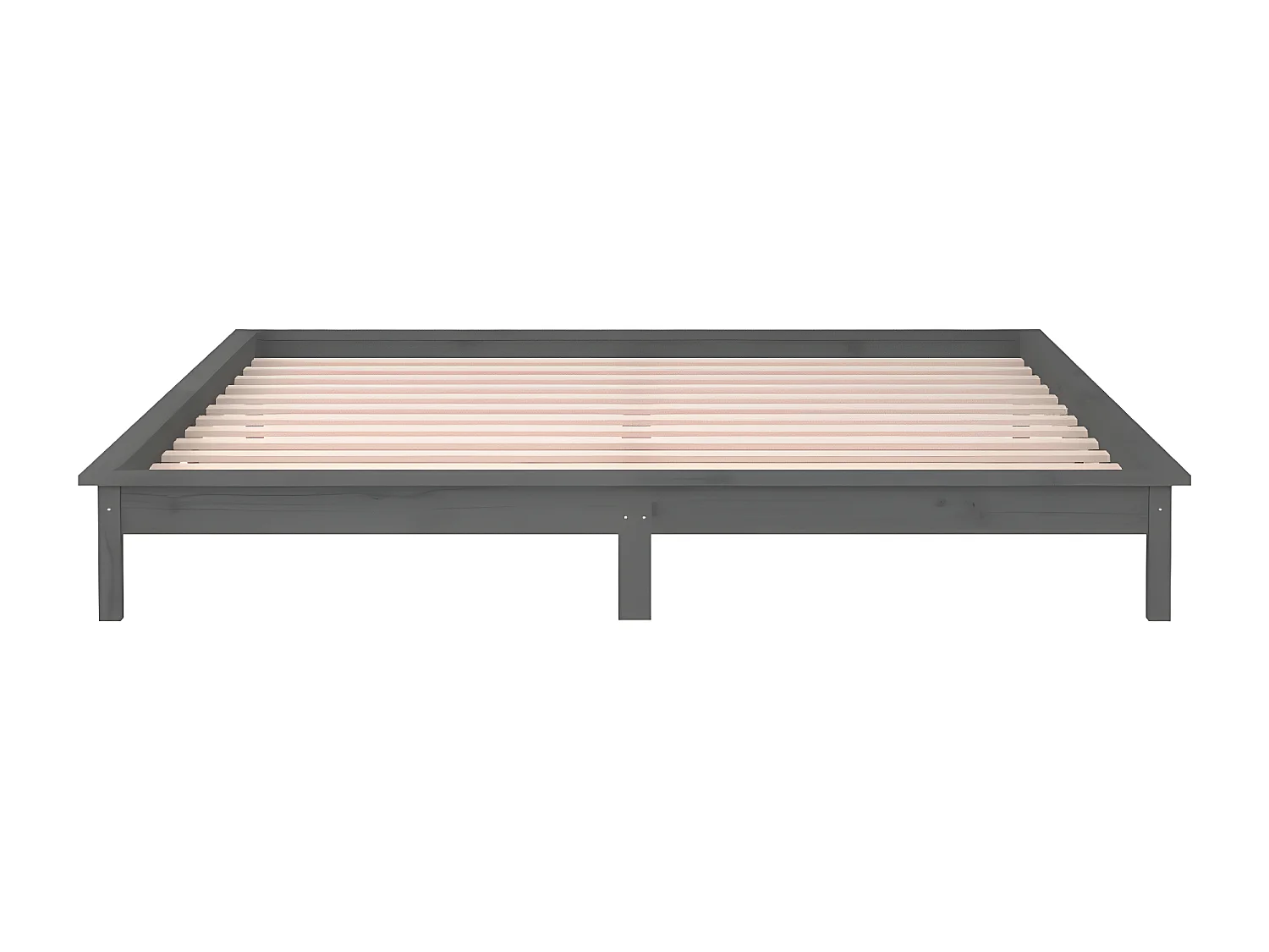 Bedframe LED massief hout grijs 140x190 cm