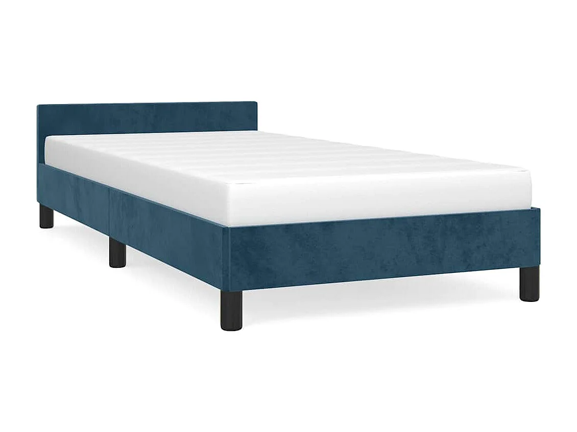Estrutura de cama sem colchão 80x200 cm veludo azul-escuro