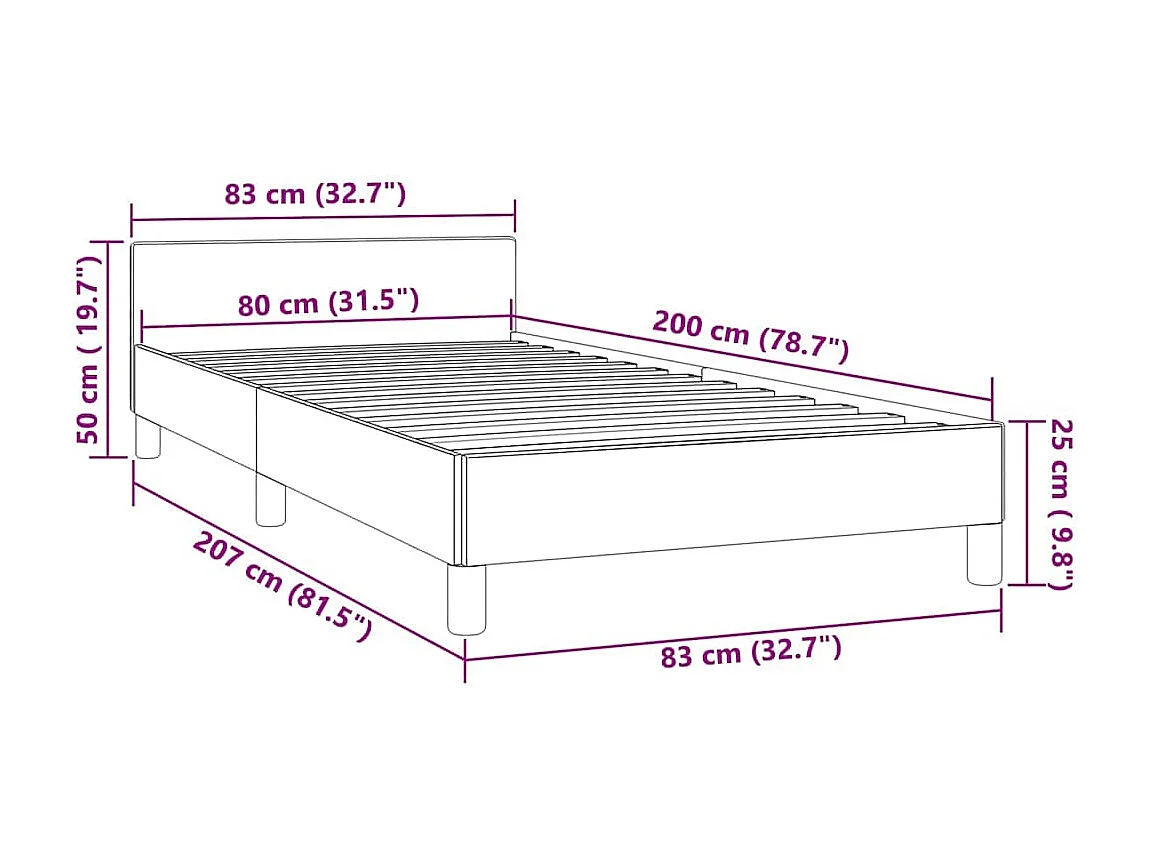 Estrutura de cama sem colchão 80x200 cm veludo azul-escuro