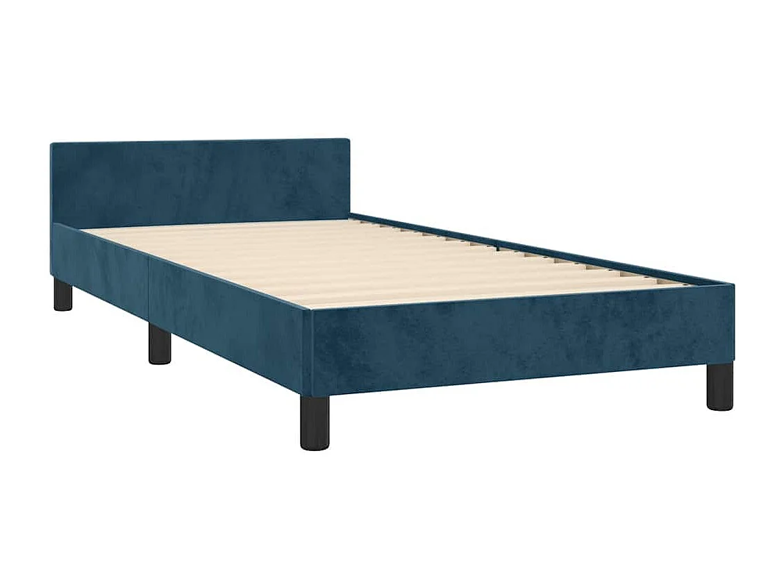 Estrutura de cama sem colchão 80x200 cm veludo azul-escuro