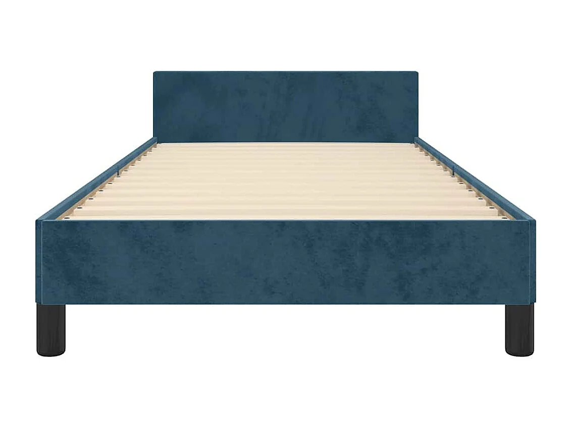 Estrutura de cama sem colchão 80x200 cm veludo azul-escuro
