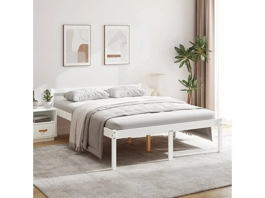 Seniorenbed massief grenenhout wit 160x200 cm