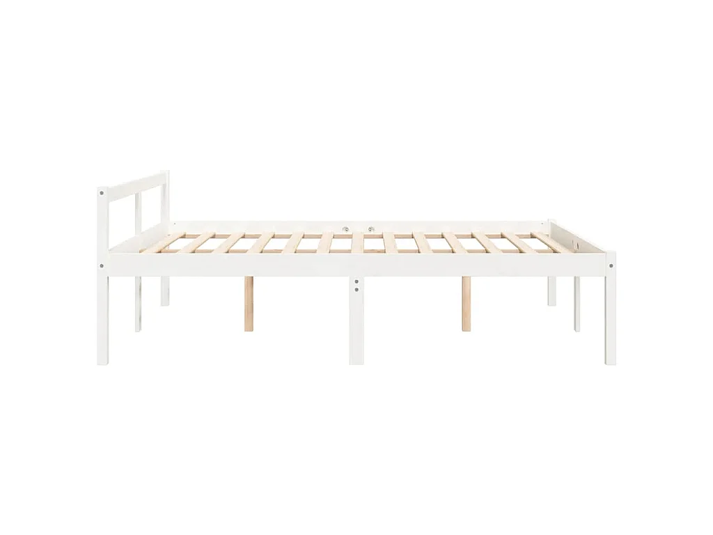 Letto per Anziani Bianco 160x200 cm in Legno Massello di Pino