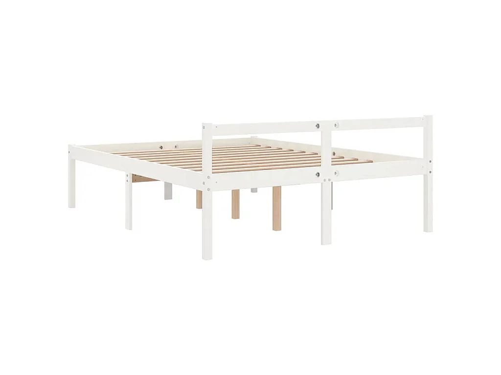 Letto per Anziani Bianco 160x200 cm in Legno Massello di Pino