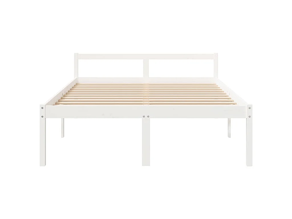 Letto per Anziani Bianco 160x200 cm in Legno Massello di Pino