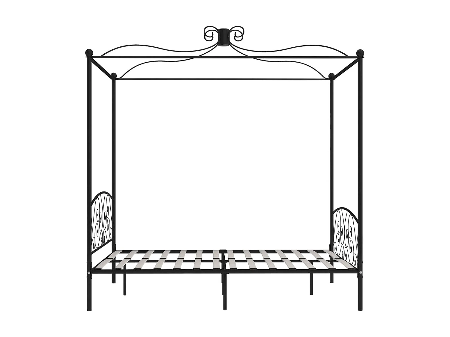Cadre de lit à baldaquin sans matelas noir métal 180x200 cm