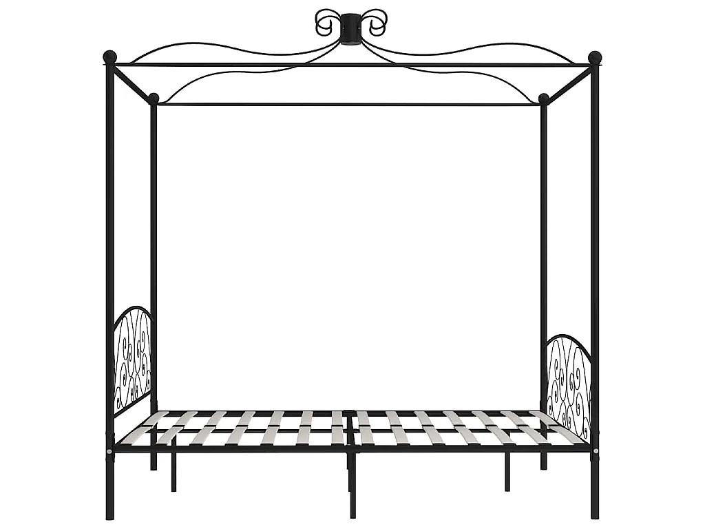 Cadre de lit à baldaquin sans matelas noir métal 180x200 cm