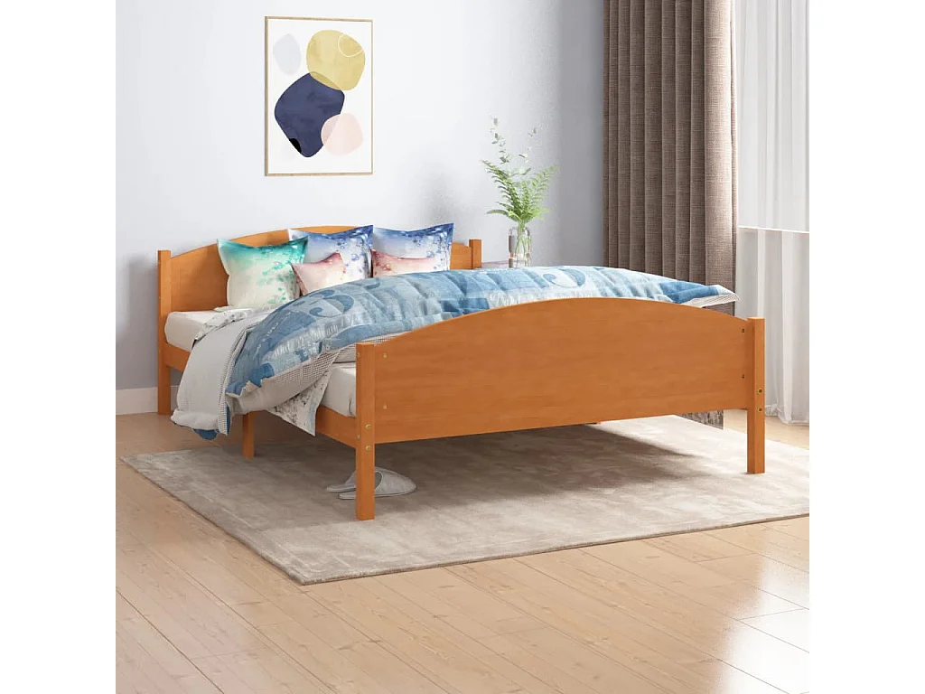 Estrutura de cama 140x200 cm pinho maciço castanho mel