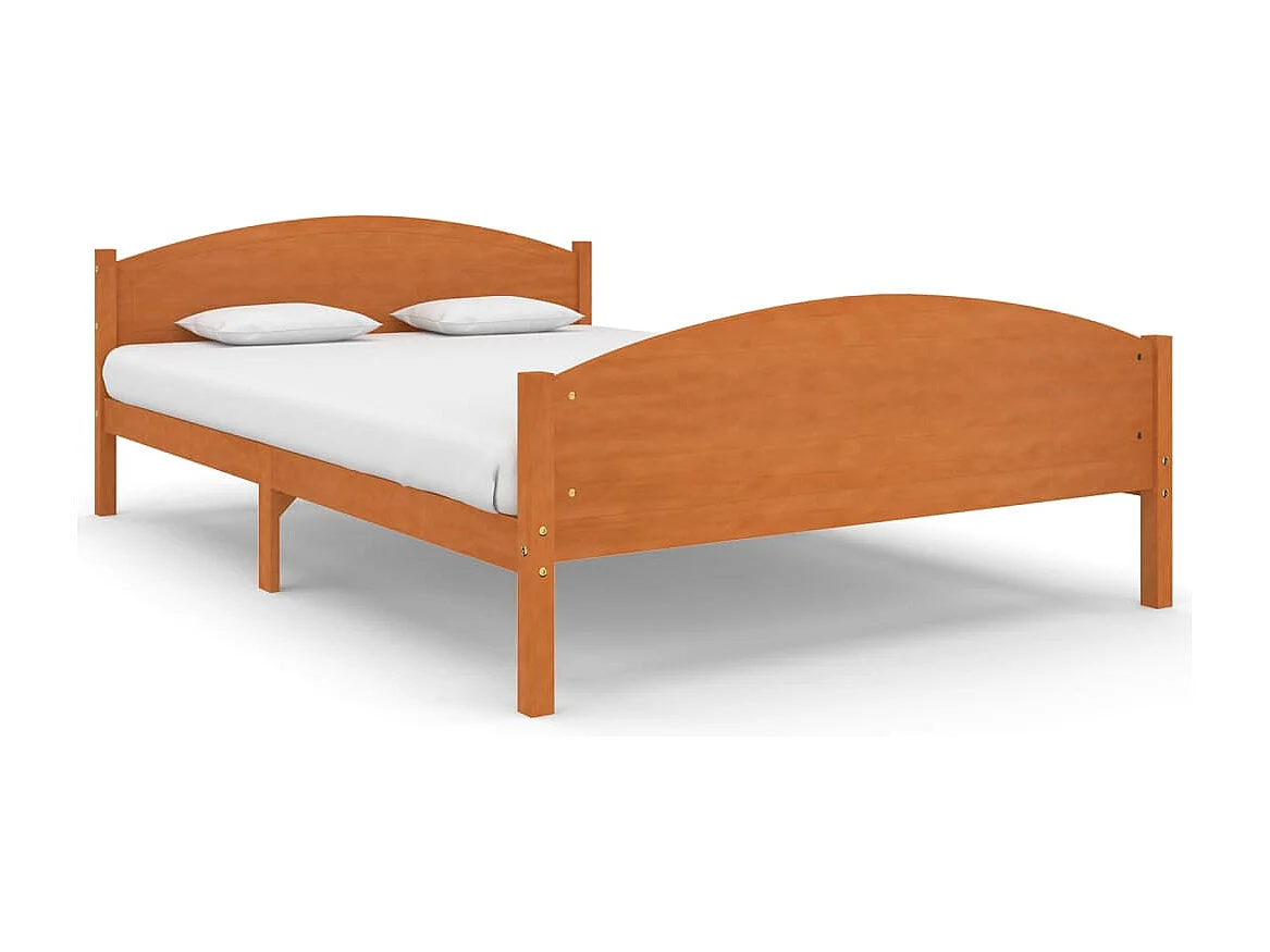 Estrutura de cama 140x200 cm pinho maciço castanho mel
