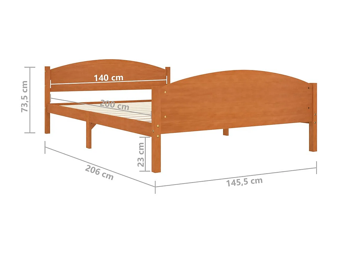 Estrutura de cama 140x200 cm pinho maciço castanho mel