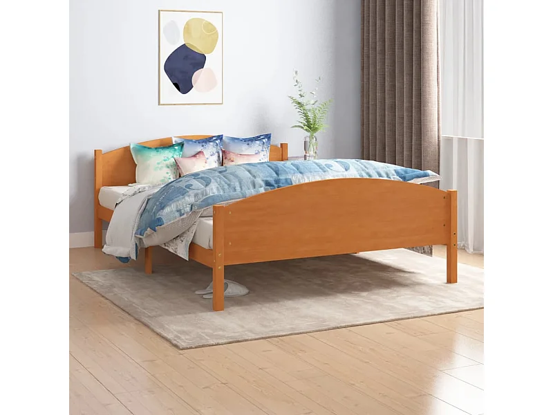 Estrutura de cama 140x200 cm pinho maciço castanho mel