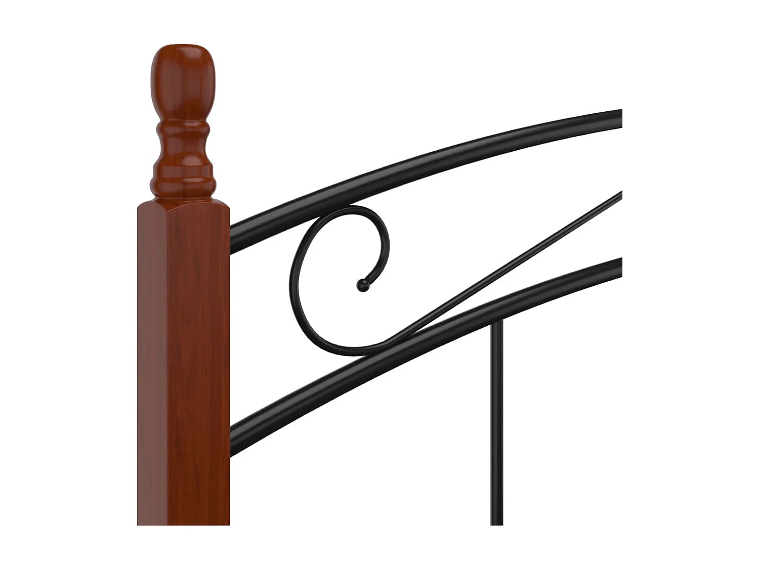 Cadre de lit sans matelas noir métal bois chêne 180x200 cm