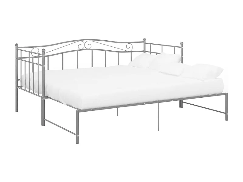 Slaapbank uittrekbaar metaal grijs 90x200 cm