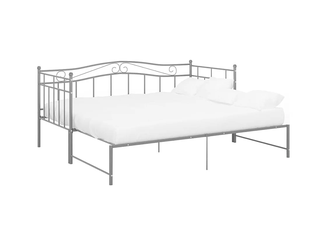 Cadre de canapé-lit extensible sans matelas gris métal 90x200cm