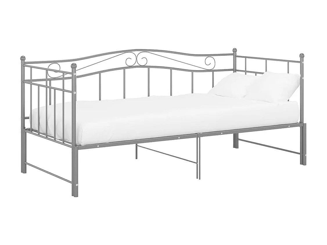 Ausziehsofa Bettgestell Grau Metall 90x200 cm