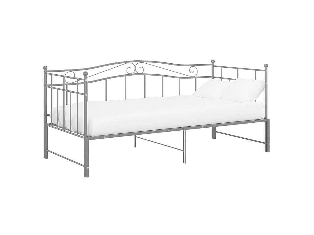 Cadre de canapé-lit extensible sans matelas gris métal 90x200cm