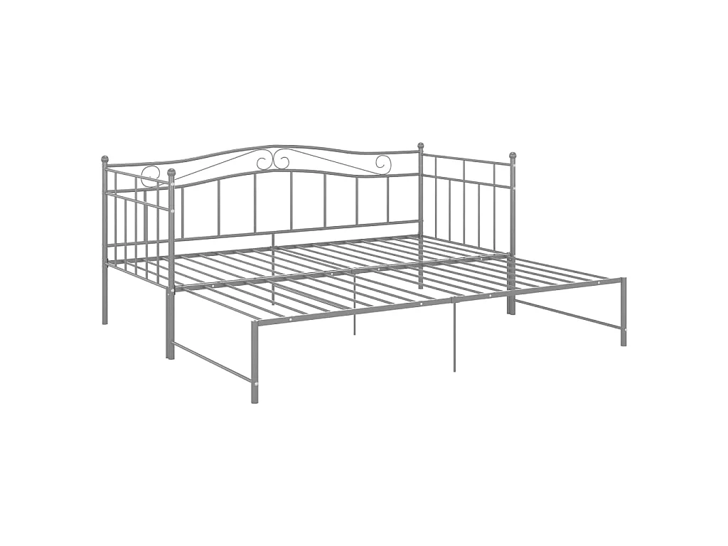 Cadre de canapé-lit extensible sans matelas gris métal 90x200cm