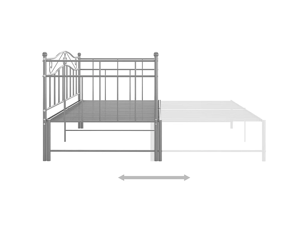 Cadre de canapé-lit extensible sans matelas gris métal 90x200cm