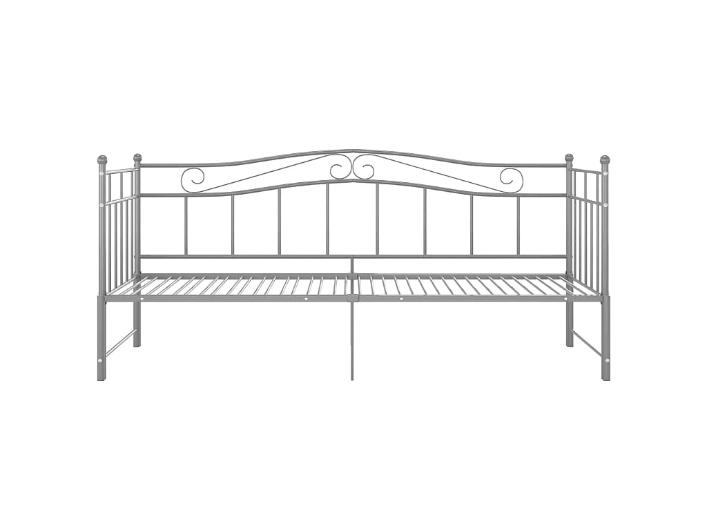 Cadre de canapé-lit extensible sans matelas gris métal 90x200cm