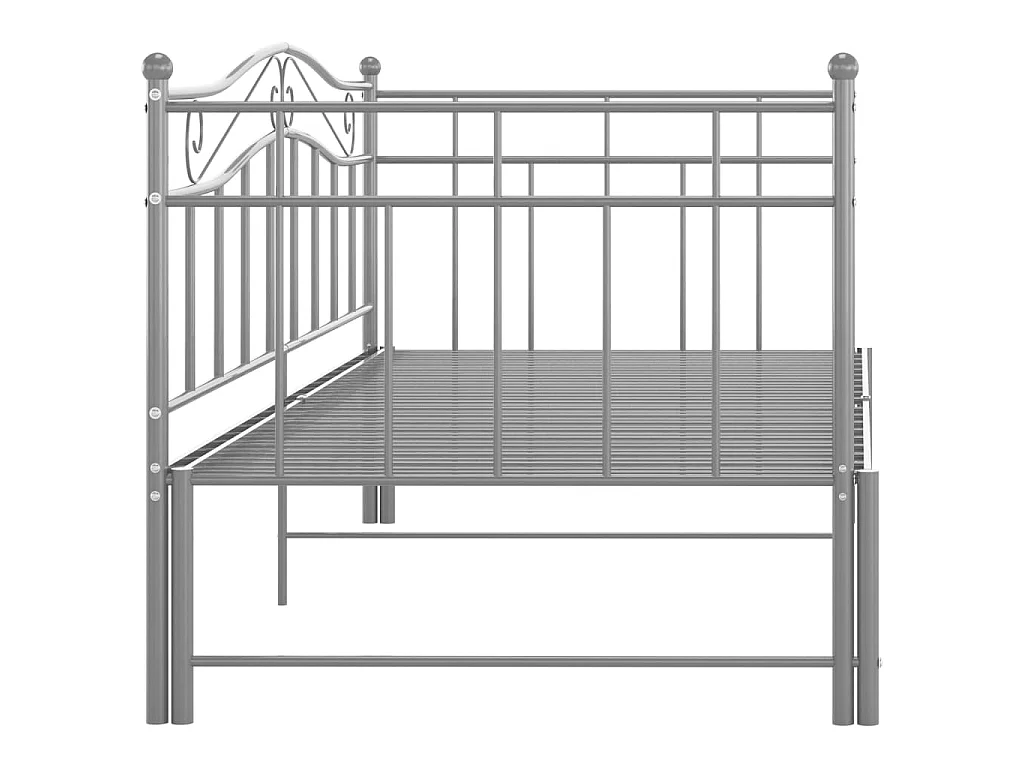 Cadre de canapé-lit extensible sans matelas gris métal 90x200cm