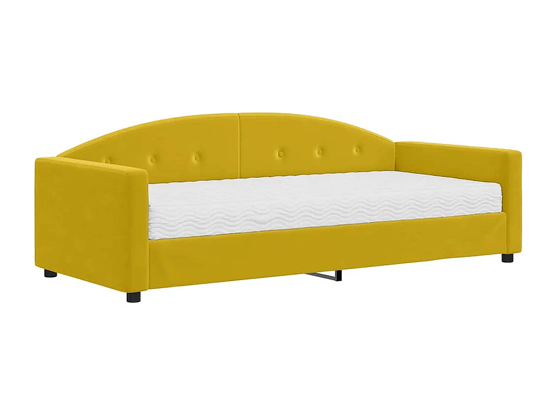 Lit de jour avec matelas jaune 90x200 cm velours