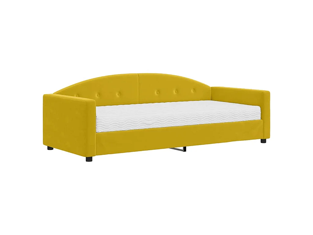 Lit de jour avec matelas jaune 90x200 cm velours