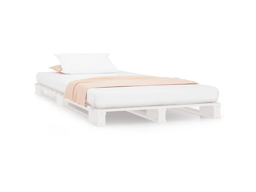 Cama de palets madera maciza de pino blanca 100x200 cm