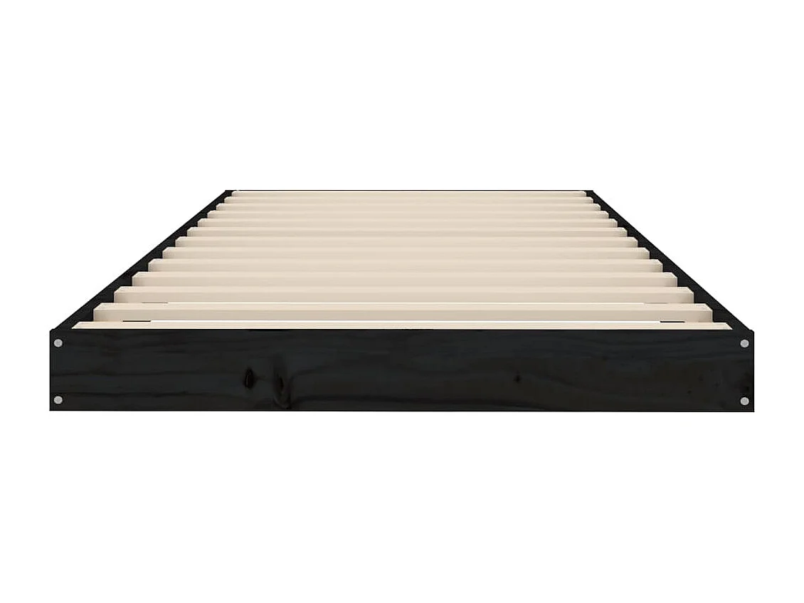 Cadre de lit sans matelas noir 75x190 cm bois de pin massif