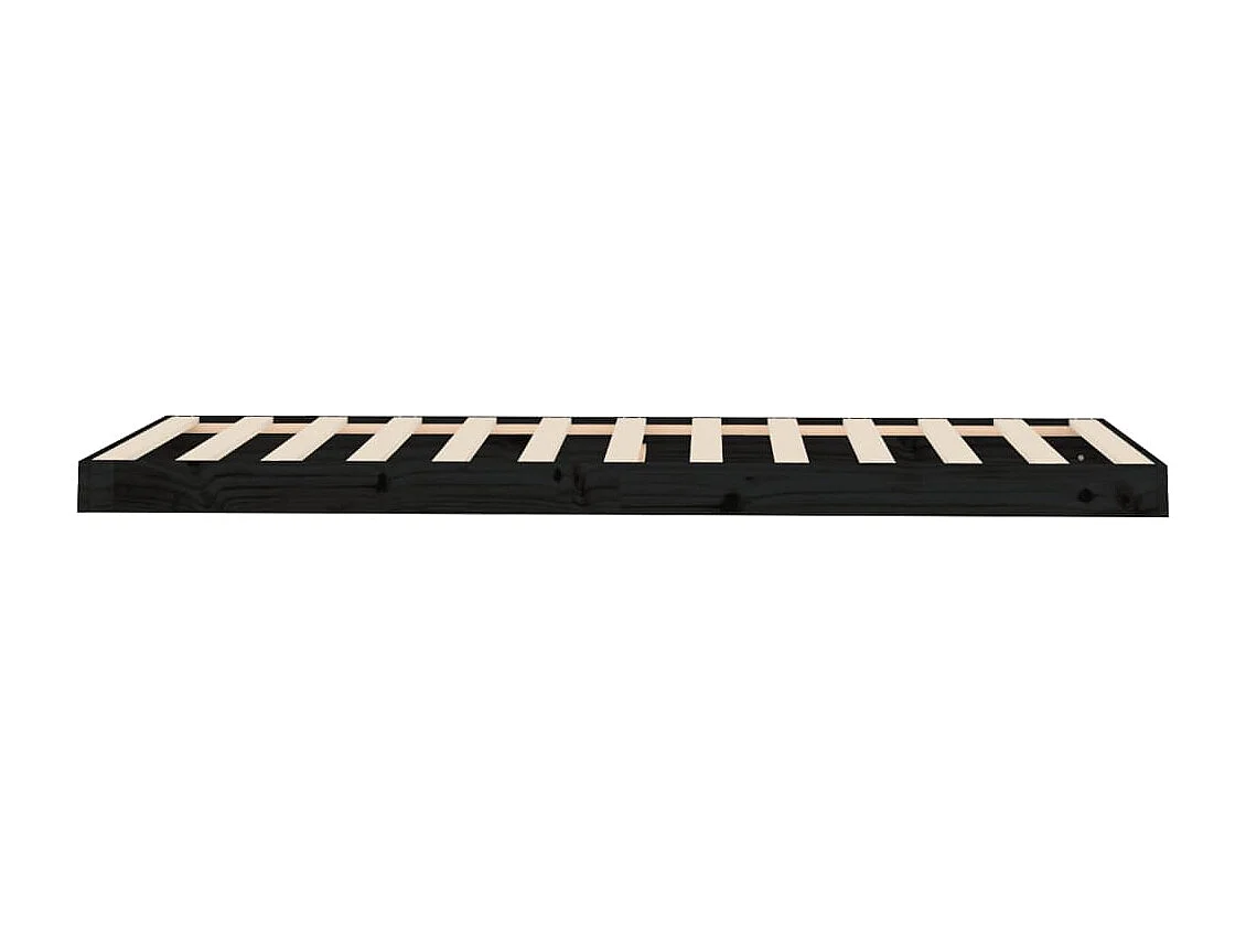 Cadre de lit sans matelas noir 75x190 cm bois de pin massif