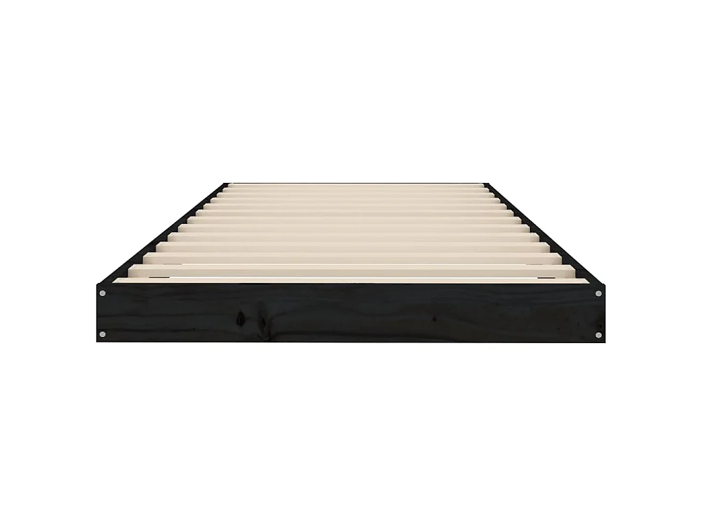 Cadre de lit sans matelas noir 75x190 cm bois de pin massif