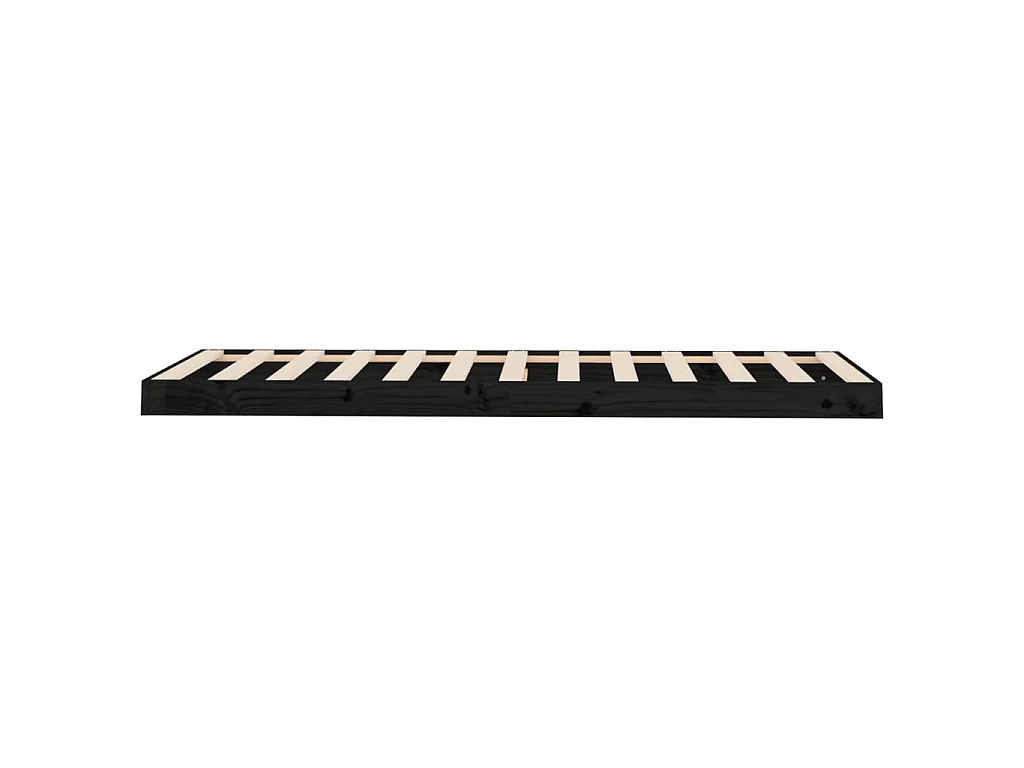 Cadre de lit sans matelas noir 75x190 cm bois de pin massif