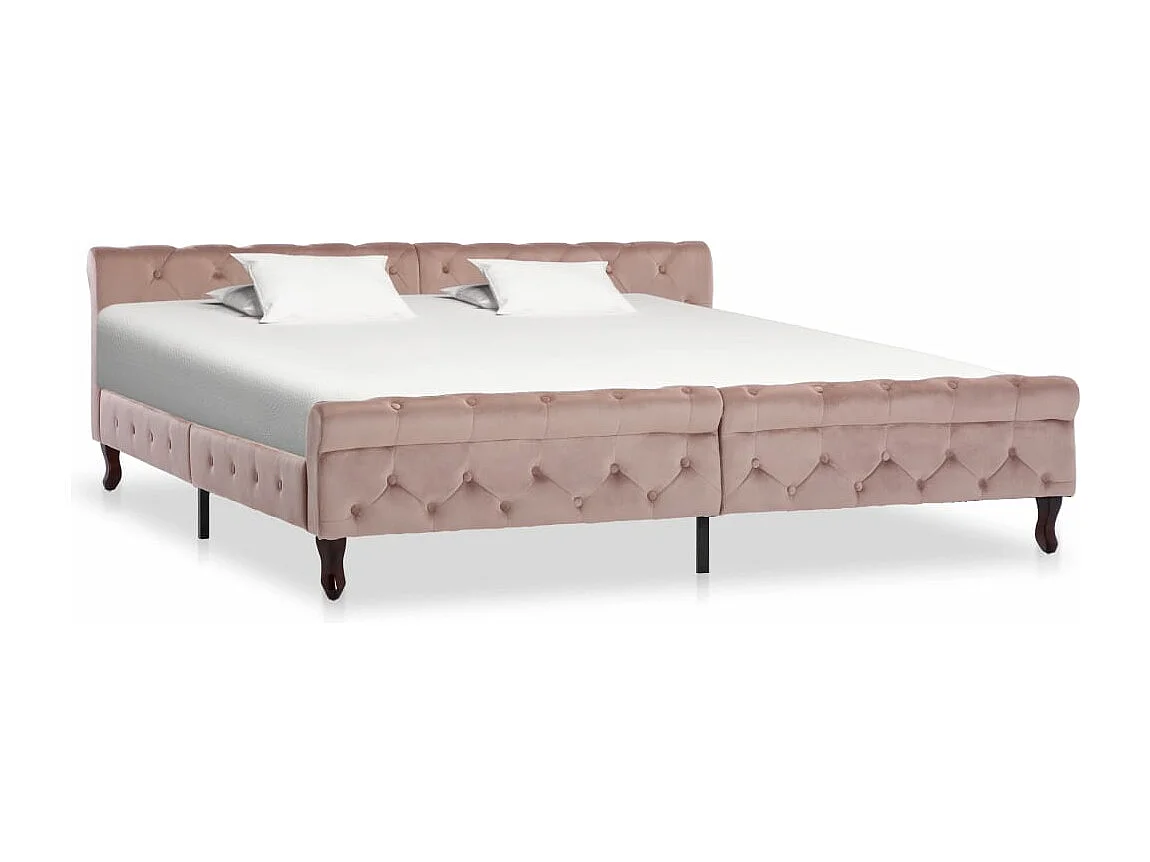 Cadre de lit sans matelas rose velours 200x200 cm