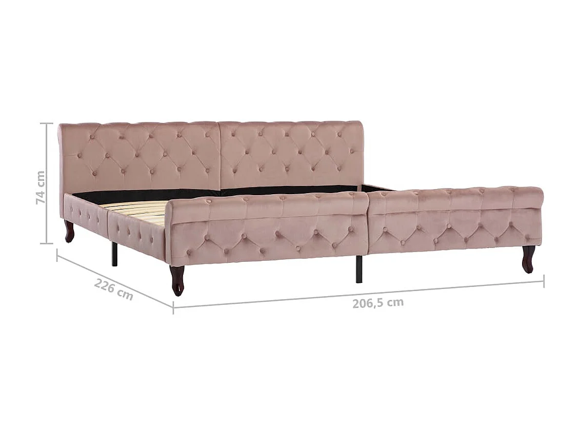 Cadre de lit sans matelas rose velours 200x200 cm