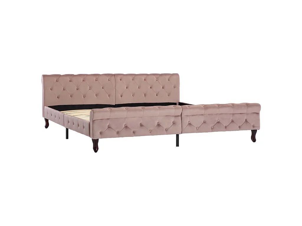 Cadre de lit sans matelas rose velours 200x200 cm