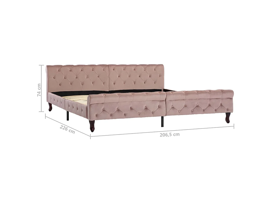 Cadre de lit sans matelas rose velours 200x200 cm
