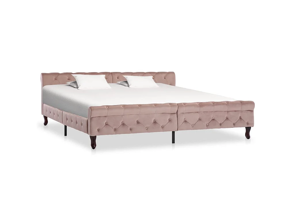 Cadre de lit sans matelas rose velours 200x200 cm