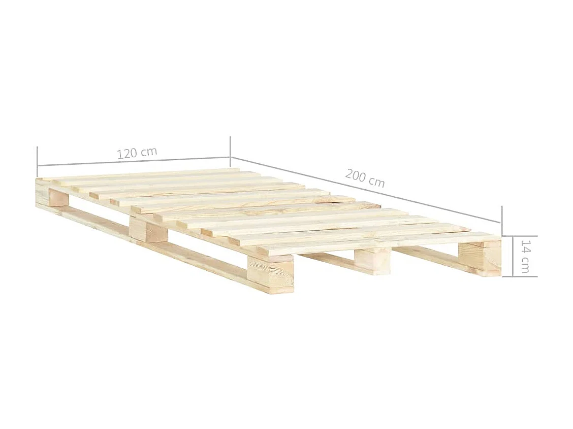 Palettenbett Massivholz Kiefer 120×200 cm