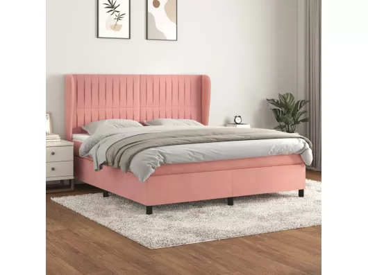 Kauf Unique Boxspringbett mit Matratze Rosa 180x200 cm Samt