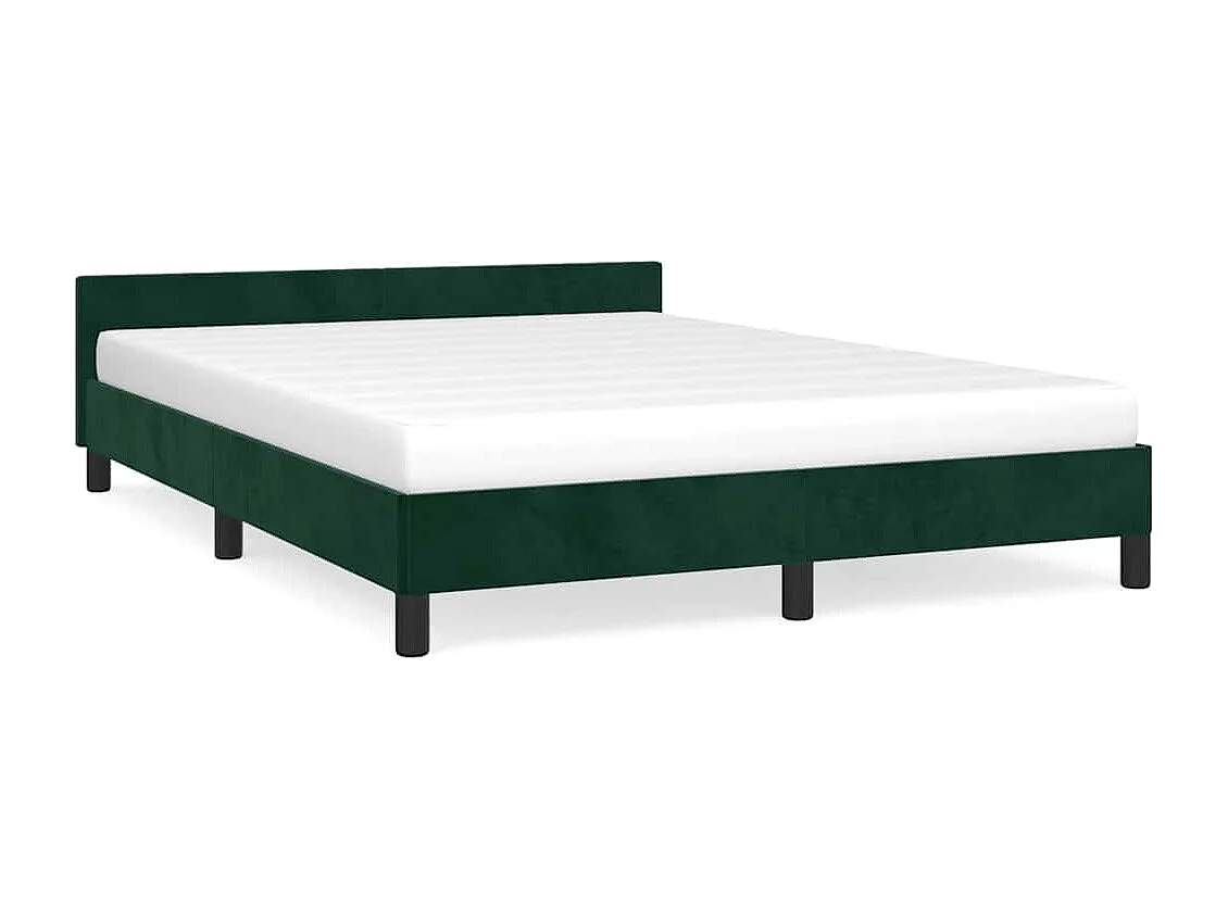 Cadre de lit sans matelas vert foncé 140x200 cm velours