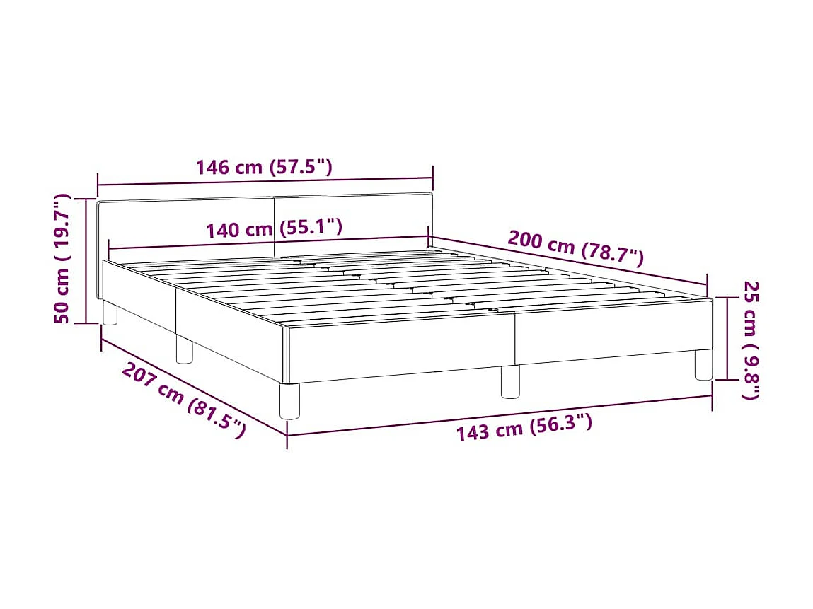 Cadre de lit sans matelas vert foncé 140x200 cm velours