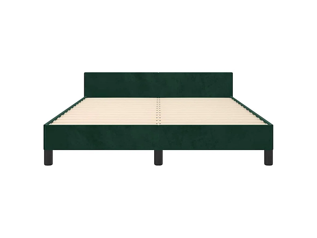 Cadre de lit sans matelas vert foncé 140x200 cm velours