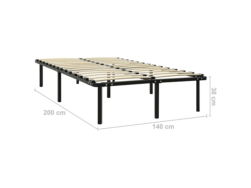 Bettgestell Schwarz Metall 140×200 cm